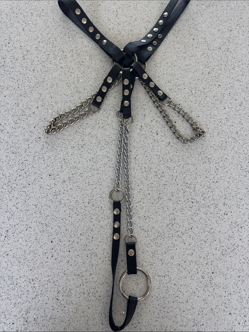 Black Leather and Chain Harness